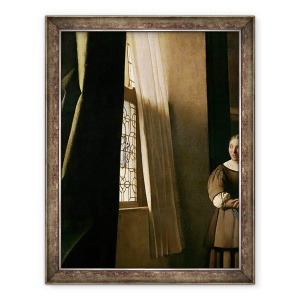 Tablou inramat - Jan Vermeer - Doamna a scris o scrisoare cu servitoarea ei, 70 x 90 cm