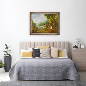 Tablou inramat - Jean Antoine Watteau - imbarcare pentru Cythera, 70 x 90 cm - Img 3