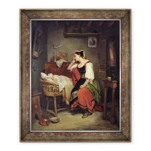 Tablou inramat - Jean Augustin Franquelin - Copilul bolnav, 50 x 60 cm