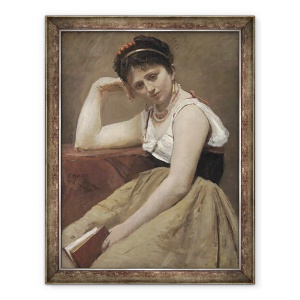 Tablou inramat - Jean Baptiste Camille Corot - Citire intrerupta, 60 x 80 cm
