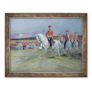 Tablou inramat - Jean-Baptiste Edouard Detaille - tarevici Nicolas 1894-1917 Revizuirea trupelor, 60 x 80 cm