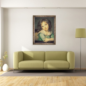 Tablou inramat - Jean Baptiste Greuze - Fata de la fereastra, 60 x 80 cm - Img 2