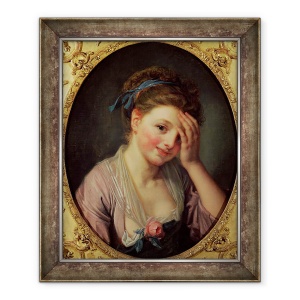 Tablou inramat - Jean Baptiste Greuze - Tanara fata cu un trandafir, 70 x 85 cm