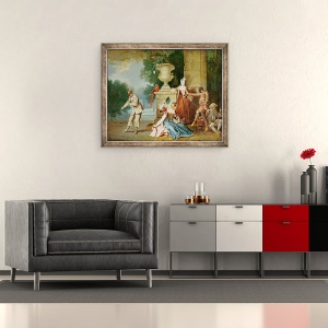 Tablou inramat - Jean-Baptiste Oudry - Comedianti italieni intr-un parc, 50 x 60 cm - Img 2