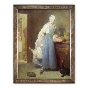 Tablou inramat - Jean-Baptiste Simeon Chardin - Camerista de bucatarie cu provizii, 70 x 90 cm