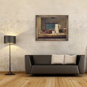 Tablou inramat - Jean-Baptiste Simeon Chardin - Natura moarta a tevilor si a unui pahar de baut, 60 x 80 cm - Img 2