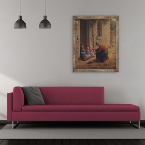 Tablou inramat - Jean-Francois Millet - Hranirea tinerilor, 50 x 60 cm - Img 2