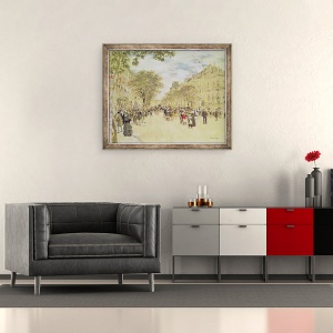 Tablou inramat - Jean Francois Raffaelli - Pavillon de Hanovre si Bulevardul Italiens, Paris, 70 x 85 cm - Img 2
