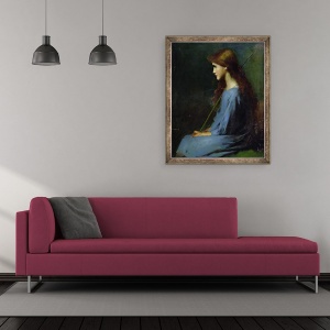 Tablou inramat - Jean-Jacques Henner - Pastorita mica, sec. XIX, 70 x 85 cm - Img 2