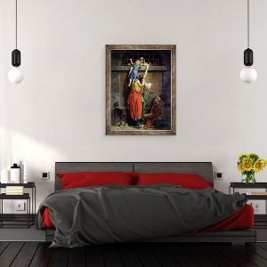 Tablou inramat - Jean Victor Schnetz - Boethius 480-524 Licitand adio familiei sale, 70 x 90 cm - Img 3