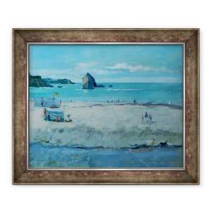 Tablou inramat - Jennifer Wright - Thurlestone Rock, Devon. Ulei pe panza, 50 x 60 cm