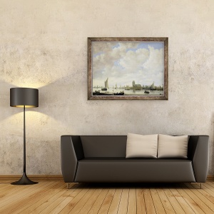 Tablou inramat - Jeronimus van Diest - Vedere de Merwede la Dordrecht, 70 x 90 cm - Img 2