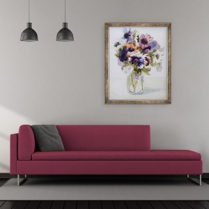 Tablou inramat - Joan Thewsey - Anemone intr-o cana de sticla, 2000, 50 x 60 cm - Img 2