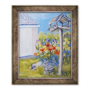 Tablou inramat - Joan Thewsey - Cabana gradina cu Birdhouse si Pug, 2011, 50 x 60 cm
