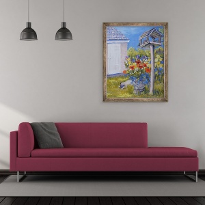 Tablou inramat - Joan Thewsey - Cabana gradina cu Birdhouse si Pug, 2011, 50 x 60 cm - Img 2