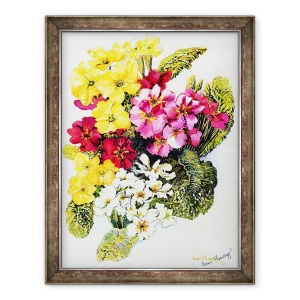 Tablou inramat - Joan Thewsey - Ciubotica-cucului, alb, galben, roz si rosu, 2000, 60 x 80 cm