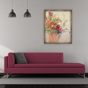 Tablou inramat - Joan Thewsey - Petunias, 50 x 60 cm - Img 2