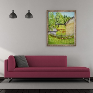 Tablou inramat - Joan Thewsey - Vedere din Gradina Rutths, Limousin Franta, 70 x 85 cm - Img 2