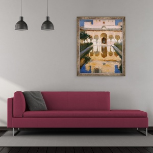 Tablou inramat - Joaquin Sorolla y Bastida - Sala Ambasadorilor, Alhambra, Granada, 50 x 60 cm - Img 2