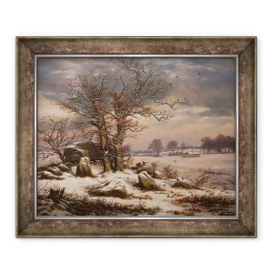 Tablou inramat - Johan Christian Dahl - Peisajul iernii. Langa Vordingborg, 50 x 60 cm