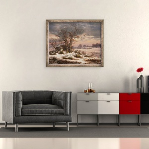 Tablou inramat - Johan Christian Dahl - Peisajul iernii. Langa Vordingborg, 50 x 60 cm - Img 2