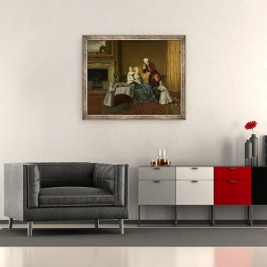 Tablou inramat - Johann Zoffany - Ioan, al paisprezecelea Lord Willoughby de Broke, si familia sa, 50 x 60 cm - Img 2