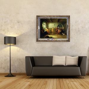 Tablou inramat - John Cawse - Falstaff si recrutii, din Henric IV, partea II III, ii, 60 x 80 cm - Img 2