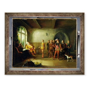 Tablou inramat - John Cawse - Falstaff si recrutii, din Henric IV, partea II III, ii, 70 x 90 cm