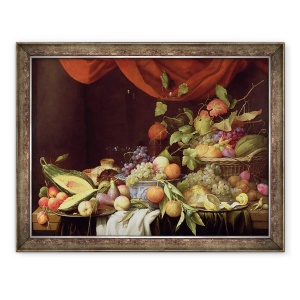 Tablou inramat - Joris van Son - O Natura moarta de fructe pe o margine drapata, 60 x 80 cm