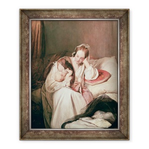 Tablou inramat - Josef Danhauser - Dragostea unei mame, 70 x 85 cm