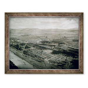 Tablou inramat - Josef Langl - Vedere la Viena in momentul expozitiei mondiale, 70 x 90 cm