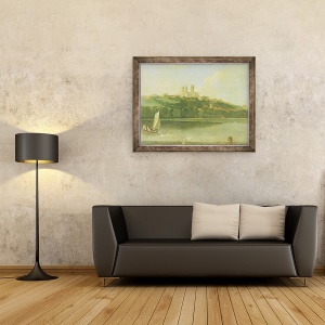 Tablou inramat - Joseph Baker - O vedere a Catedralei si a orasului Lincoln de la rau, 60 x 80 cm - Img 2