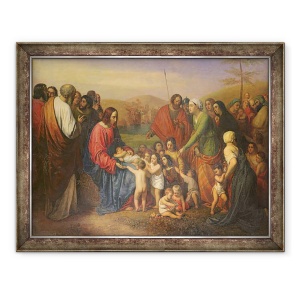 Tablou inramat - Joseph-Nicolas Robert-Fleury - Lasati copiii mici sa vina la mine, 70 x 90 cm
