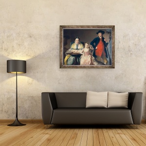 Tablou inramat - Joseph Wright - James si Mary Shuttleworth cu una dintre fiicele lor, 60 x 80 cm - Img 2