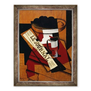 Tablou inramat - Juan Gris - Fructe de mancare, sticla si ziar, 70 x 90 cm
