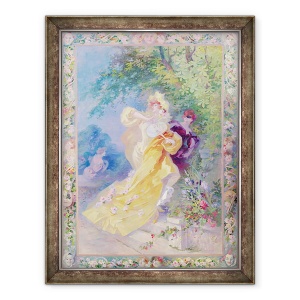 Tablou inramat - Jules Cheret - Domino galben, design pentru o tapiserie sau covor, 60 x 80 cm
