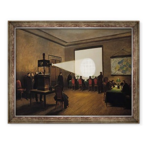 Tablou inramat - Jules Didier - Transmiterea telegrafelor la Biroul Central de Telegraf, 70 x 90 cm