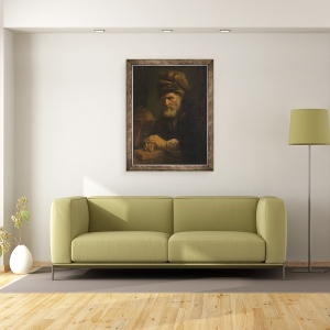 Tablou inramat - Karel van der Pluym - Un Batran intr-o palarie de blana, 60 x 80 cm - Img 2