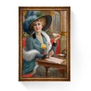 Tablou Inramat - La Paris cu dragoste, Émile Vernon - Rama Auriu, 60 x 90 cm