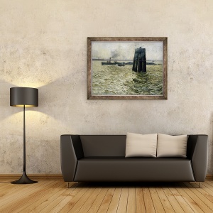 Tablou inramat - Leopold Karl Walter von Kalckreuth - Portul Hamburg, 60 x 80 cm - Img 2