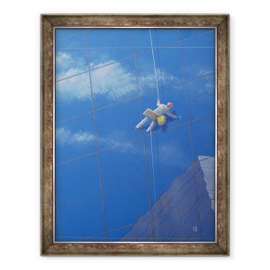 Tablou inramat - Lincoln Seligman - Curatare ferestre, 60 x 80 cm
