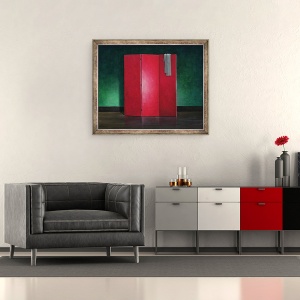 Tablou inramat - Lincoln Seligman - Ecran rosu, 50 x 60 cm - Img 2