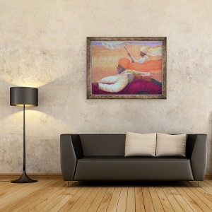 Tablou inramat - Lincoln Seligman - Maharaja si Umbrela, 70 x 90 cm - Img 2
