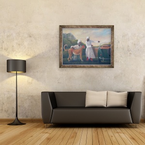 Tablou inramat - Lincoln Seligman - Stubbs Ghepard si Jaguar, 70 x 90 cm - Img 2