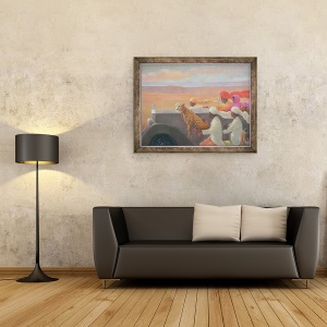 Tablou inramat - Lincoln Seligman - Turban mare si rosu II, 70 x 90 cm - Img 2