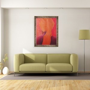Tablou inramat - Lincoln Seligman - Turban portocaliu pe rosu, 60 x 80 cm - Img 2