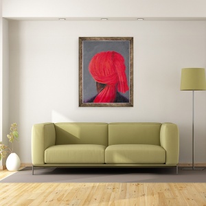 Tablou inramat - Lincoln Seligman - Turban rosu pe gri, 60 x 80 cm - Img 2