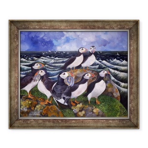 Tablou inramat - Lisa Graa Jensen - Puffins, 50 x 60 cm