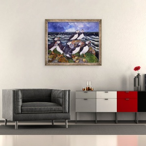 Tablou inramat - Lisa Graa Jensen - Puffins, 50 x 60 cm - Img 2