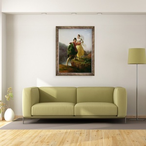 Tablou inramat - Louis Ducis - Bianca Cappello c.1542-87 Fugind cu iubitul ei Francesco de Medici 1541-87, 60 x 80 cm - Img 2